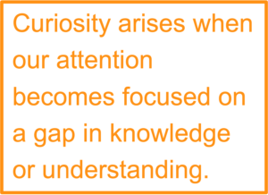 Curiosity arises when our attention becomes focused n a gap in knowledge or understanding